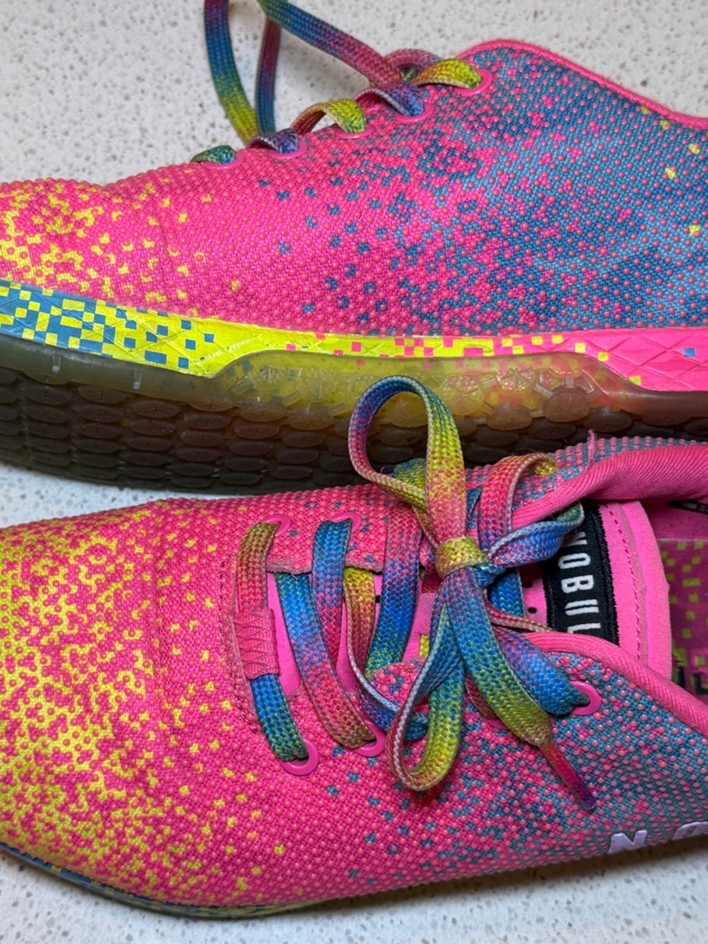 NOBULL Hot Pink Athletic Shoe Interior with Yellow Accent